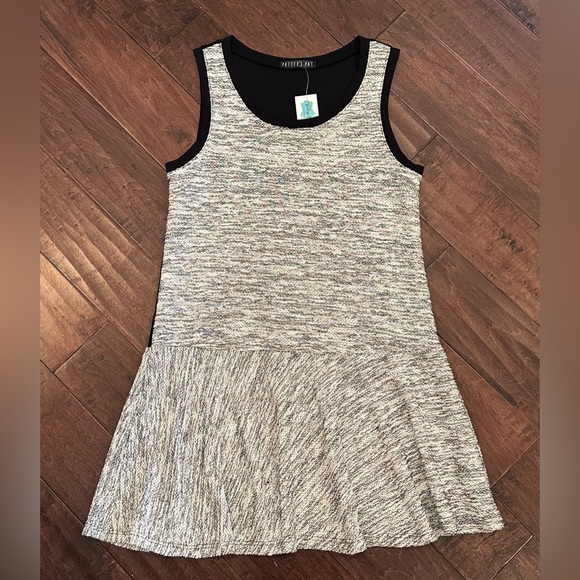 Potter’s Pot Asymmetrical Drop Waist Dress Size L Sleeveless Boucle Tweed - Picture 3 of 9